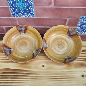 Sango Splash Soup Salad Cereal Bowls Set Of 2 Brown Stoneware Drip Glaze 4951